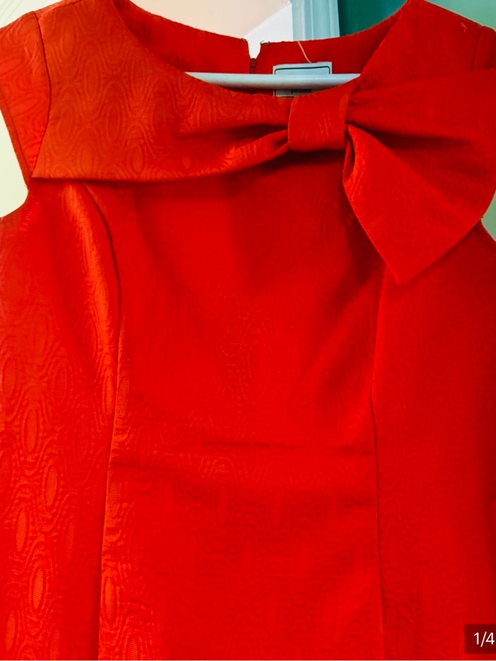 Elegant Red Knee Length Dress with Statement Bow